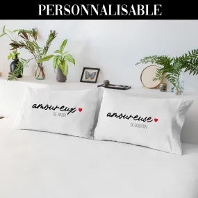 Taies d’oreillers couple « Amoureux Amoureuse avec prénoms »